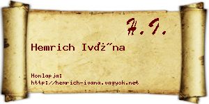 Hemrich Ivána névjegykártya